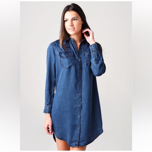 Rails Dark Vintage Denim Sandra Shirt Dress Size S - Picture 1 of 8
